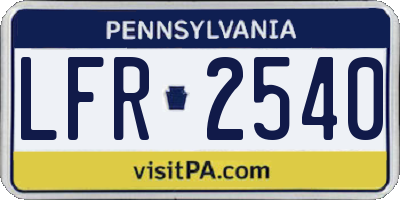 PA license plate LFR2540