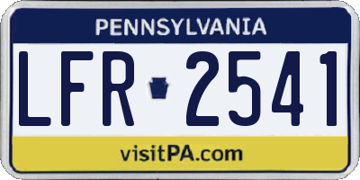 PA license plate LFR2541
