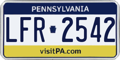 PA license plate LFR2542