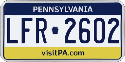 PA license plate LFR2602