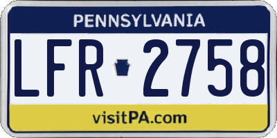PA license plate LFR2758