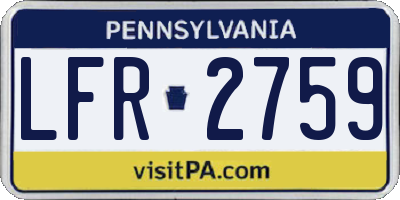 PA license plate LFR2759