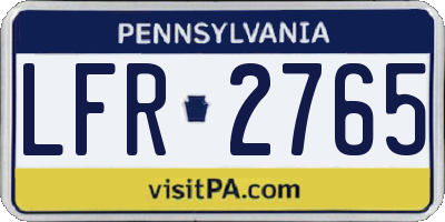 PA license plate LFR2765