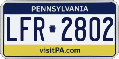PA license plate LFR2802