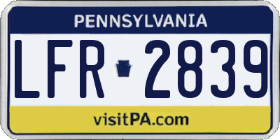 PA license plate LFR2839
