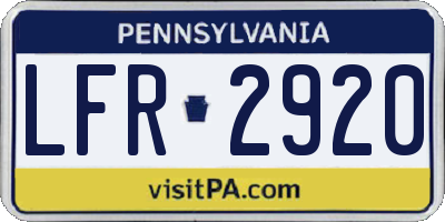 PA license plate LFR2920