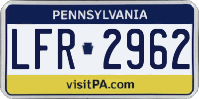 PA license plate LFR2962