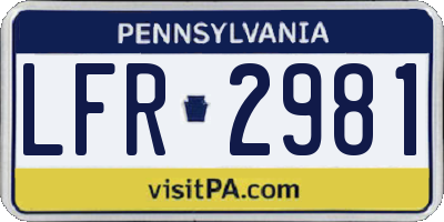 PA license plate LFR2981