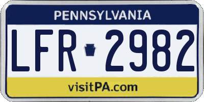 PA license plate LFR2982