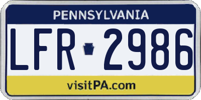 PA license plate LFR2986