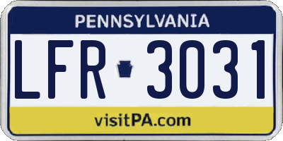 PA license plate LFR3031