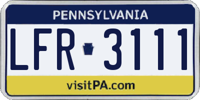 PA license plate LFR3111