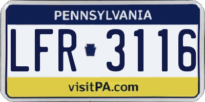 PA license plate LFR3116