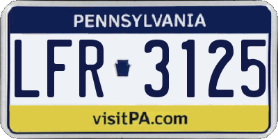 PA license plate LFR3125