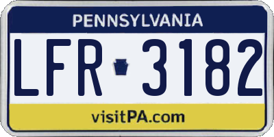 PA license plate LFR3182