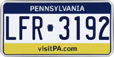 PA license plate LFR3192