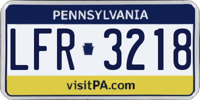 PA license plate LFR3218