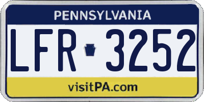 PA license plate LFR3252