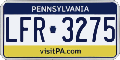 PA license plate LFR3275