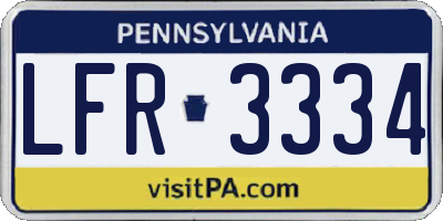 PA license plate LFR3334