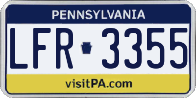 PA license plate LFR3355