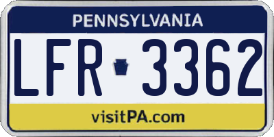 PA license plate LFR3362