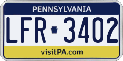 PA license plate LFR3402
