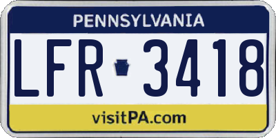 PA license plate LFR3418