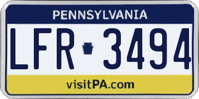 PA license plate LFR3494