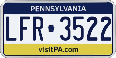 PA license plate LFR3522