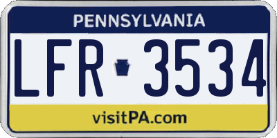 PA license plate LFR3534