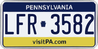 PA license plate LFR3582