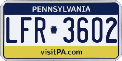 PA license plate LFR3602