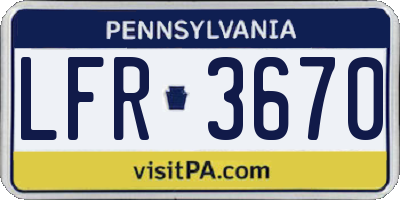 PA license plate LFR3670