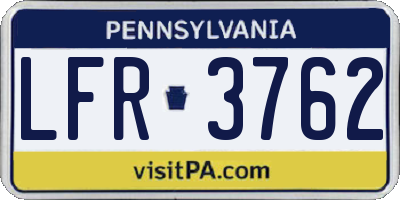 PA license plate LFR3762