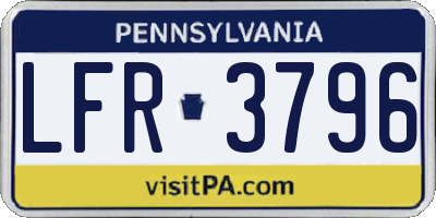 PA license plate LFR3796