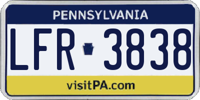 PA license plate LFR3838