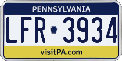 PA license plate LFR3934