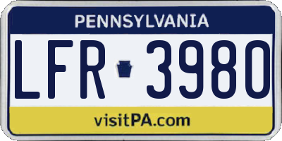 PA license plate LFR3980