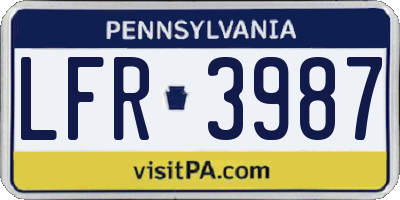 PA license plate LFR3987