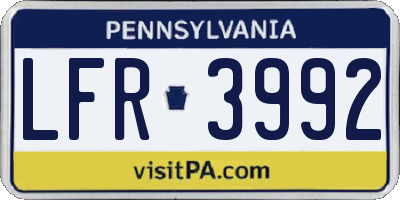 PA license plate LFR3992