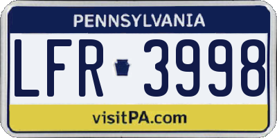 PA license plate LFR3998