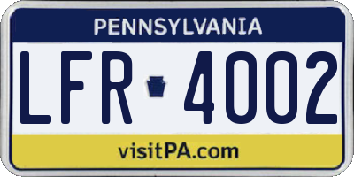 PA license plate LFR4002