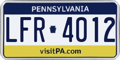 PA license plate LFR4012