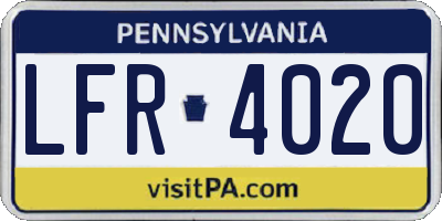 PA license plate LFR4020