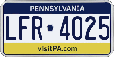 PA license plate LFR4025