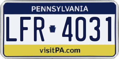 PA license plate LFR4031