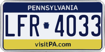 PA license plate LFR4033