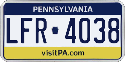 PA license plate LFR4038