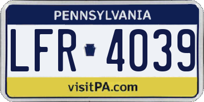 PA license plate LFR4039